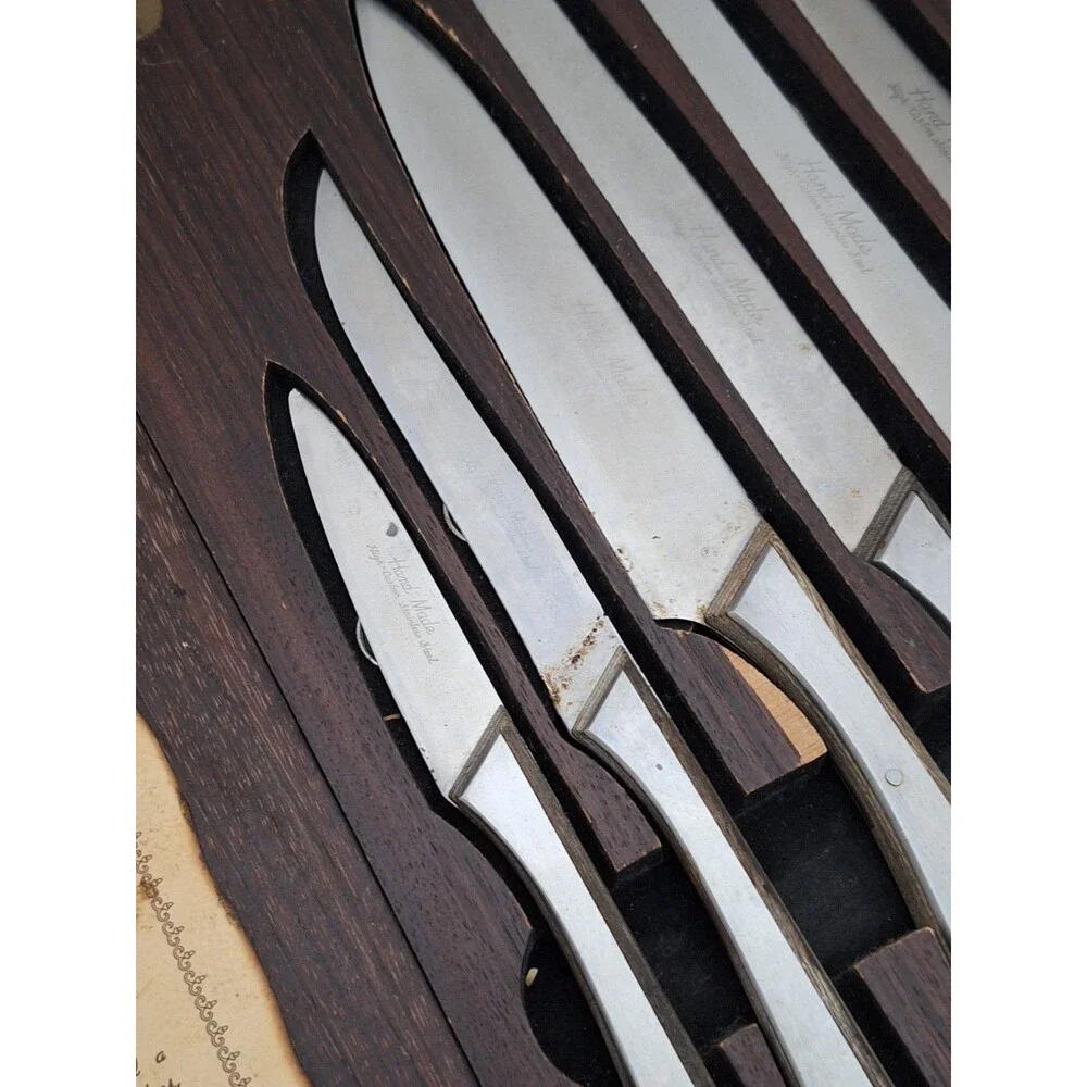 Vintage 1969 Artifex Movendi Hand Made Stainless Steel Knife Set USED